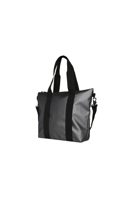 Bolso Rains Tote Bag Mini Metallic Grey - ECRU