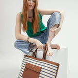 LOLA CASADEMUNT Striped Combined Shopper Bag 