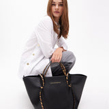 Bolso LOLA CASADEMUNT Shopper  con Detalles Animal print Negro