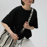 LOLA CASADEMUNT Shopper Bag Striped Raw Black 