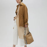 LOLA CASADEMUNT Shopper Bag Brown Monogram Fabric 