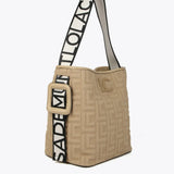 LOLA CASADEMUNT Shopper Bag Brown Monogram Fabric 