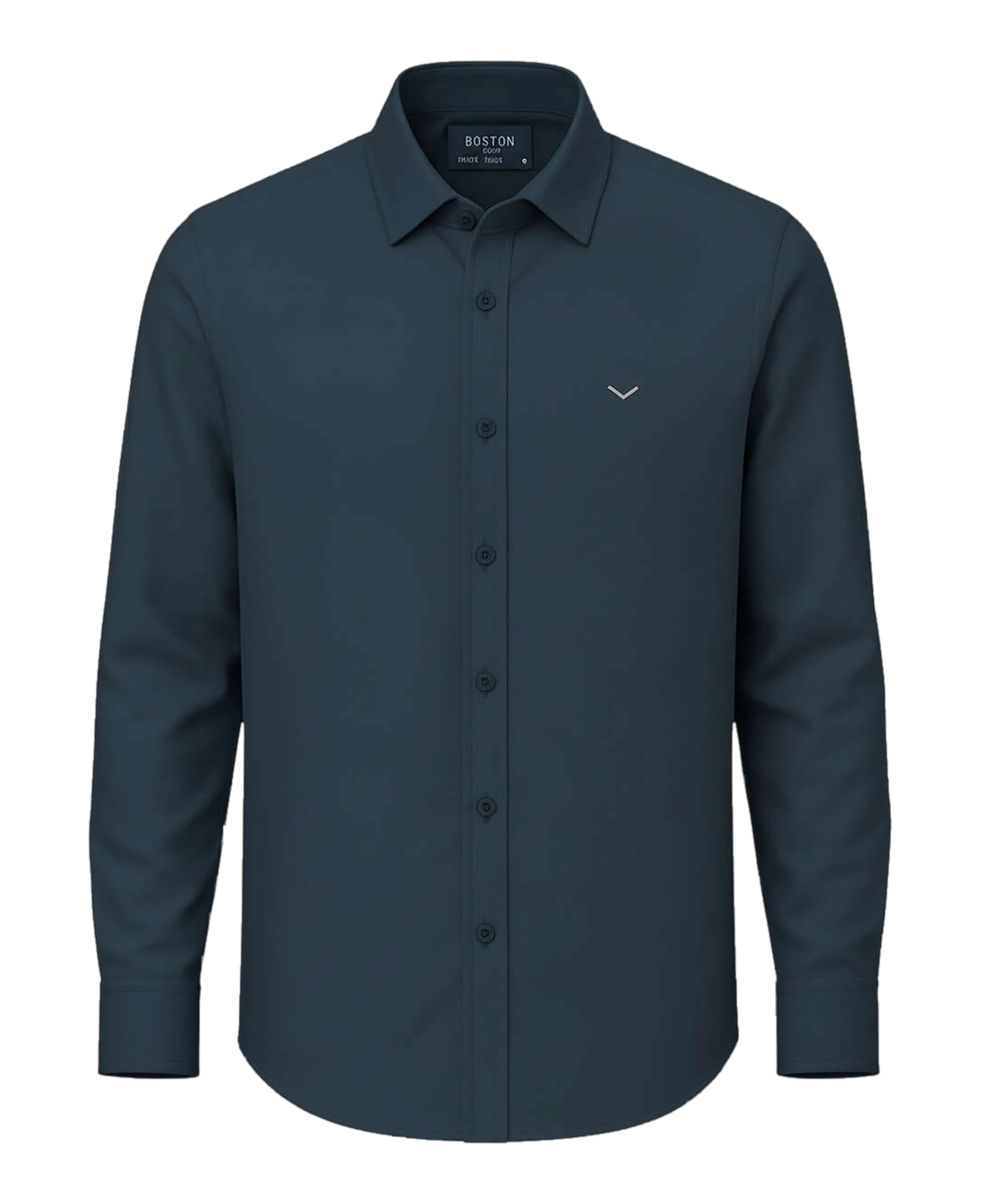 Camisa Boston de Algodón y Tencel Tintada Azul Marino, vista de producto