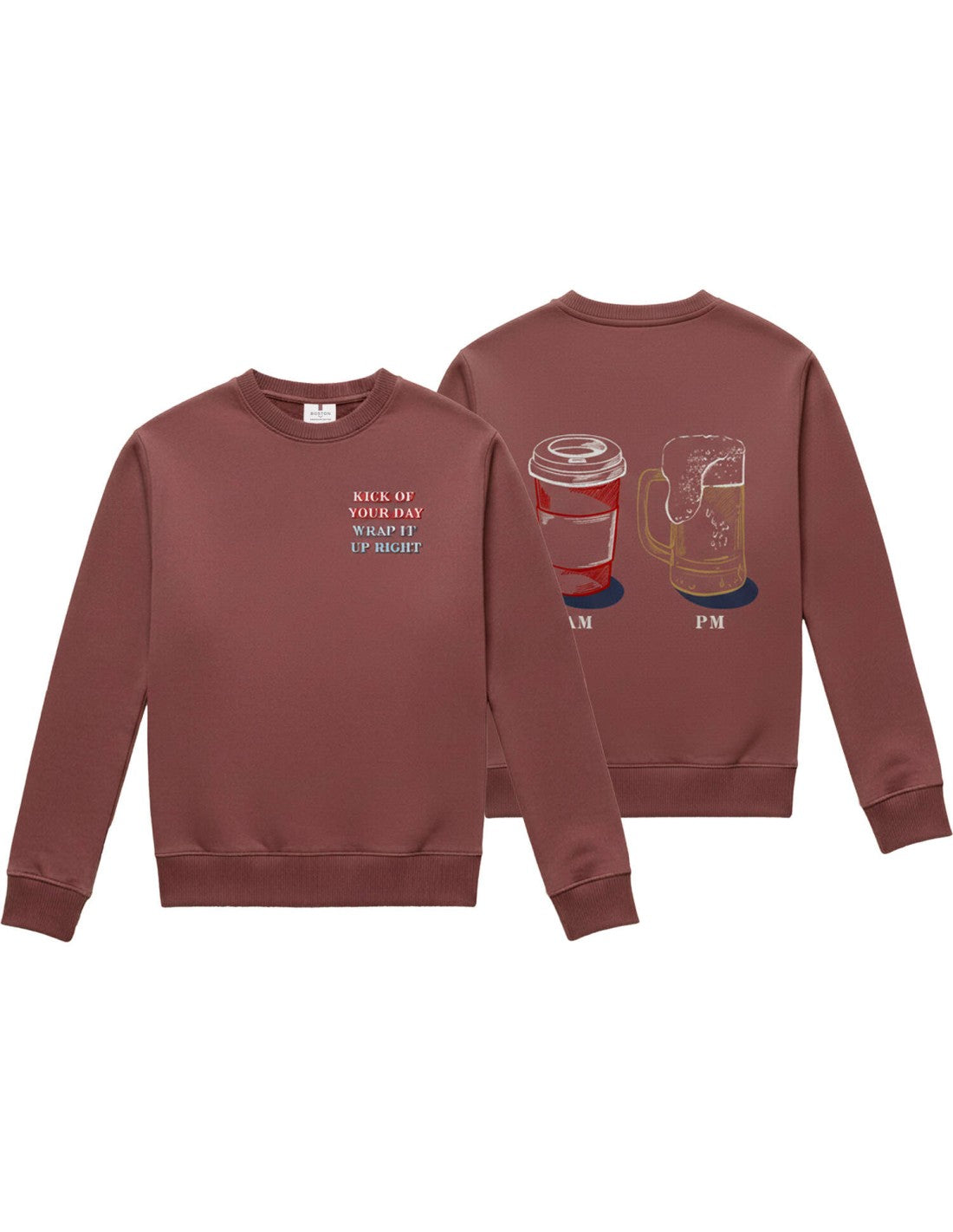 Sudadera Boston AM PM Granate Claro, detalle de modelo