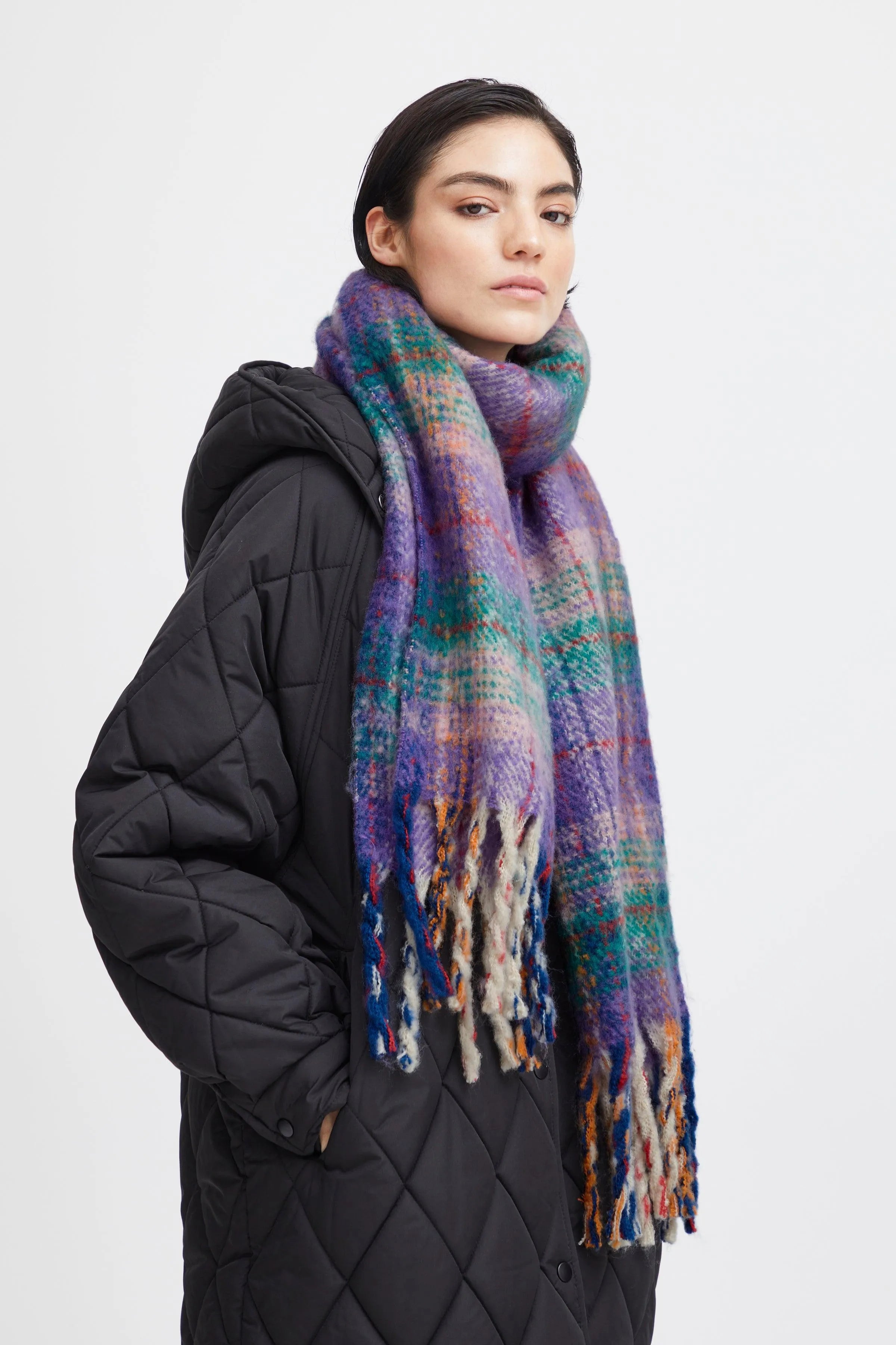 Bufanda Ichi Makena Amaranth Purple - ECRU