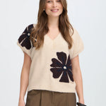 Chaleco B.YOUNG Byomea V-Neck Fig Mel Flower — vista 6