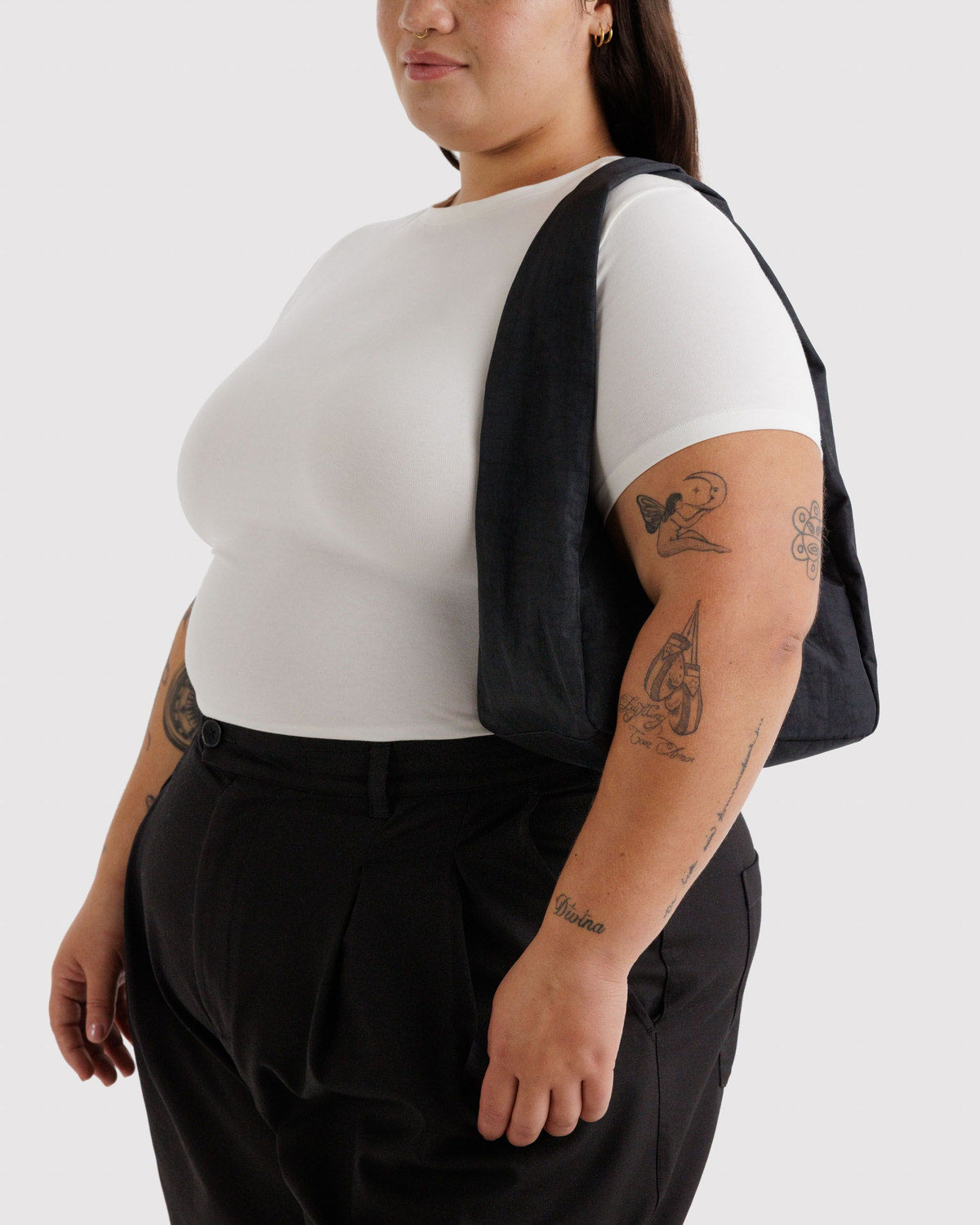 Bolso BAGGU Small Nylon Meringue Black