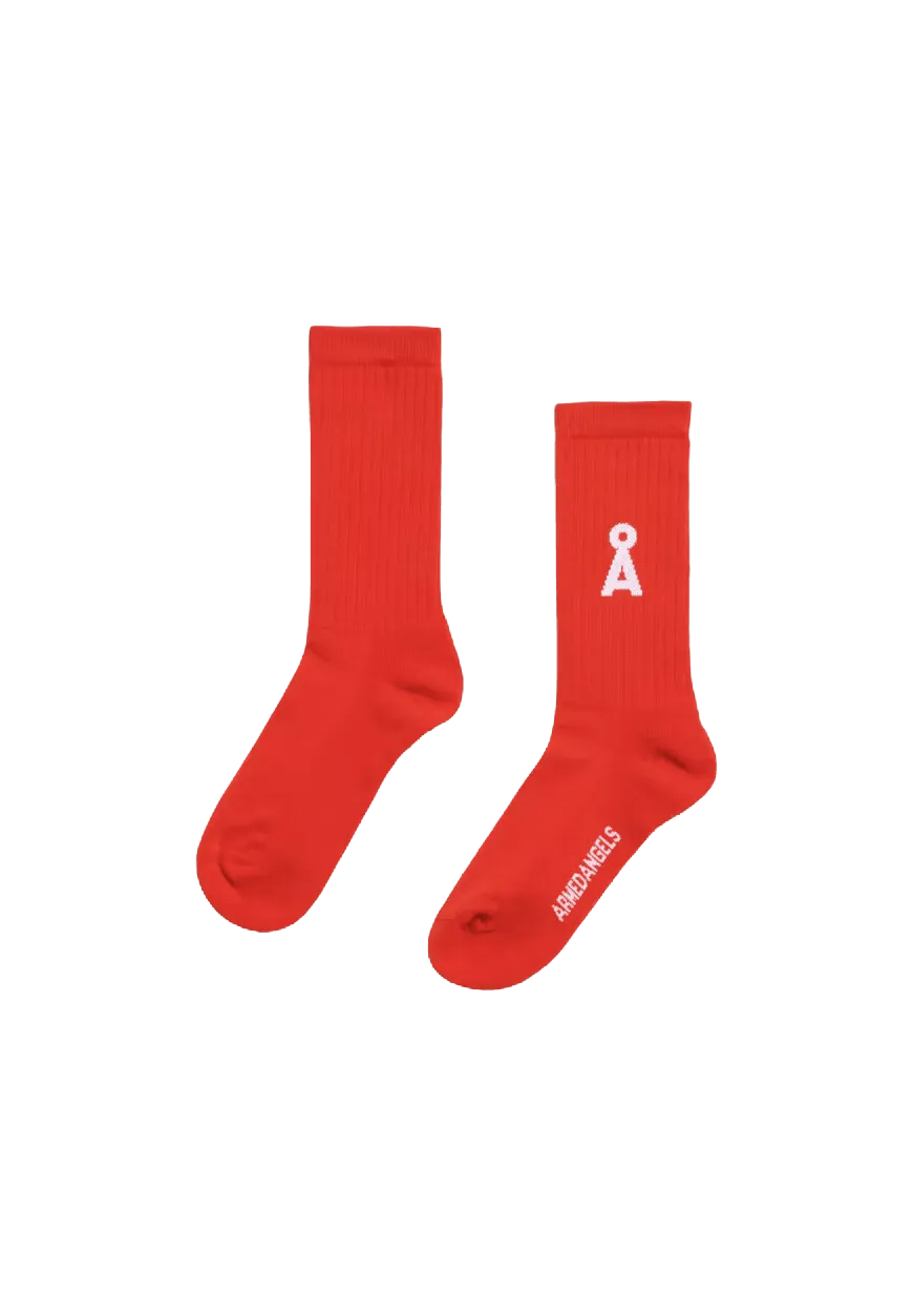 Calcetines Armedangels Saamus Bold Poppy Red - ECRU