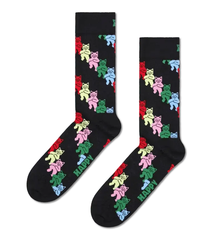 Calcetines Happy Socks Black Dancing Cats - ECRU