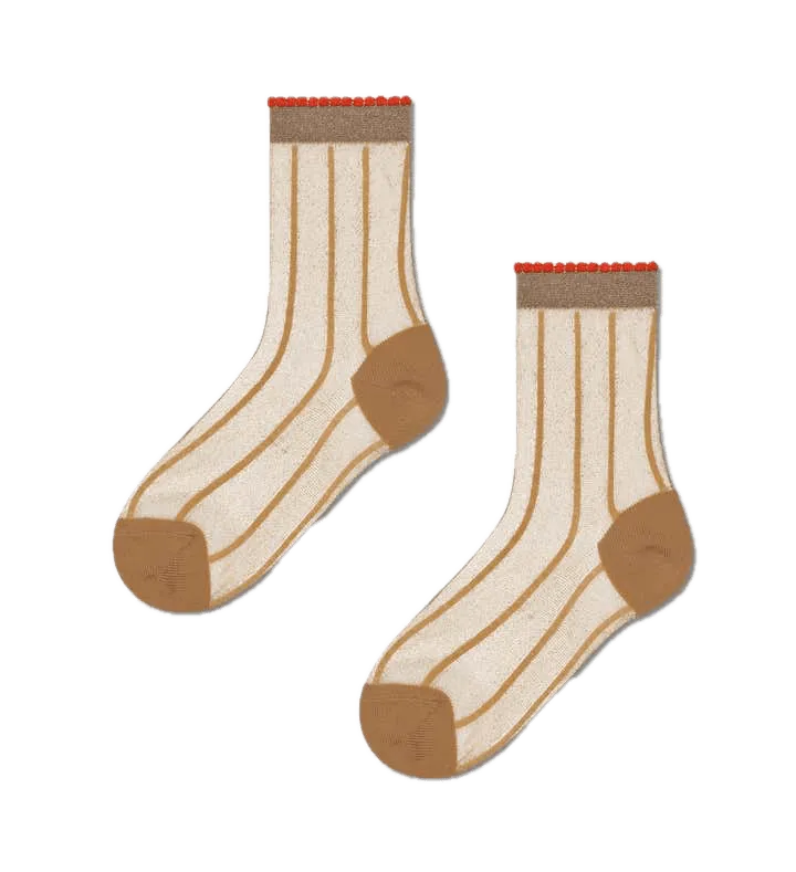 Calcetines Happy Socks Hysteria Light Brown Lily Ankle Sock - ECRU