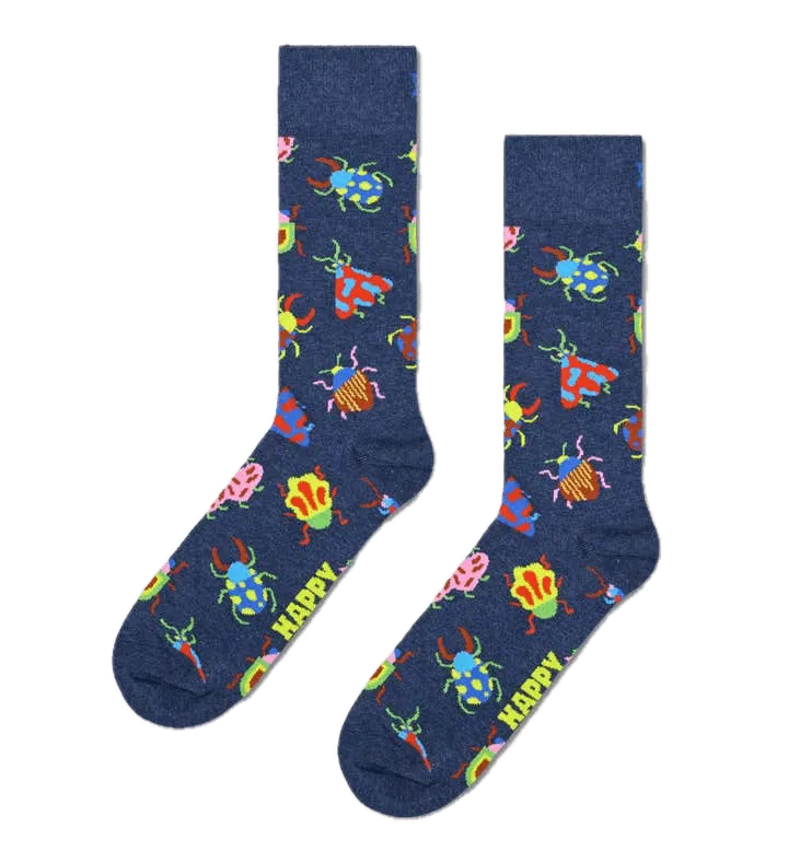 Calcetines Happy Socks Navy Bugs Crew - ECRU