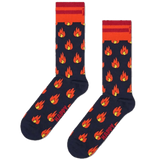 Calcetines Happy Socks Navy Flames Crew - ECRU