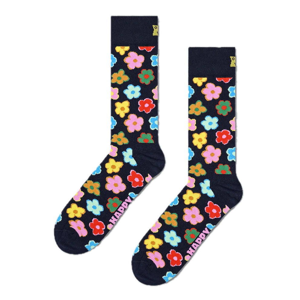 Calcetines Happy Socks Navy Flower Crew - ECRU