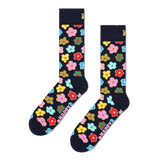 Calcetines Happy Socks Navy Flower Crew - ECRU