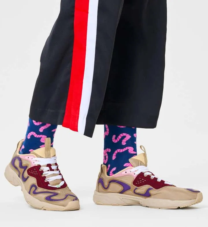 Calcetines Happy Socks Navy Worm Crew - ECRU