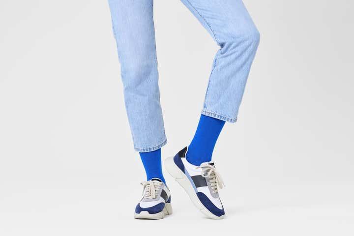 Calcetines Happy Socks Solid Blue - ECRU