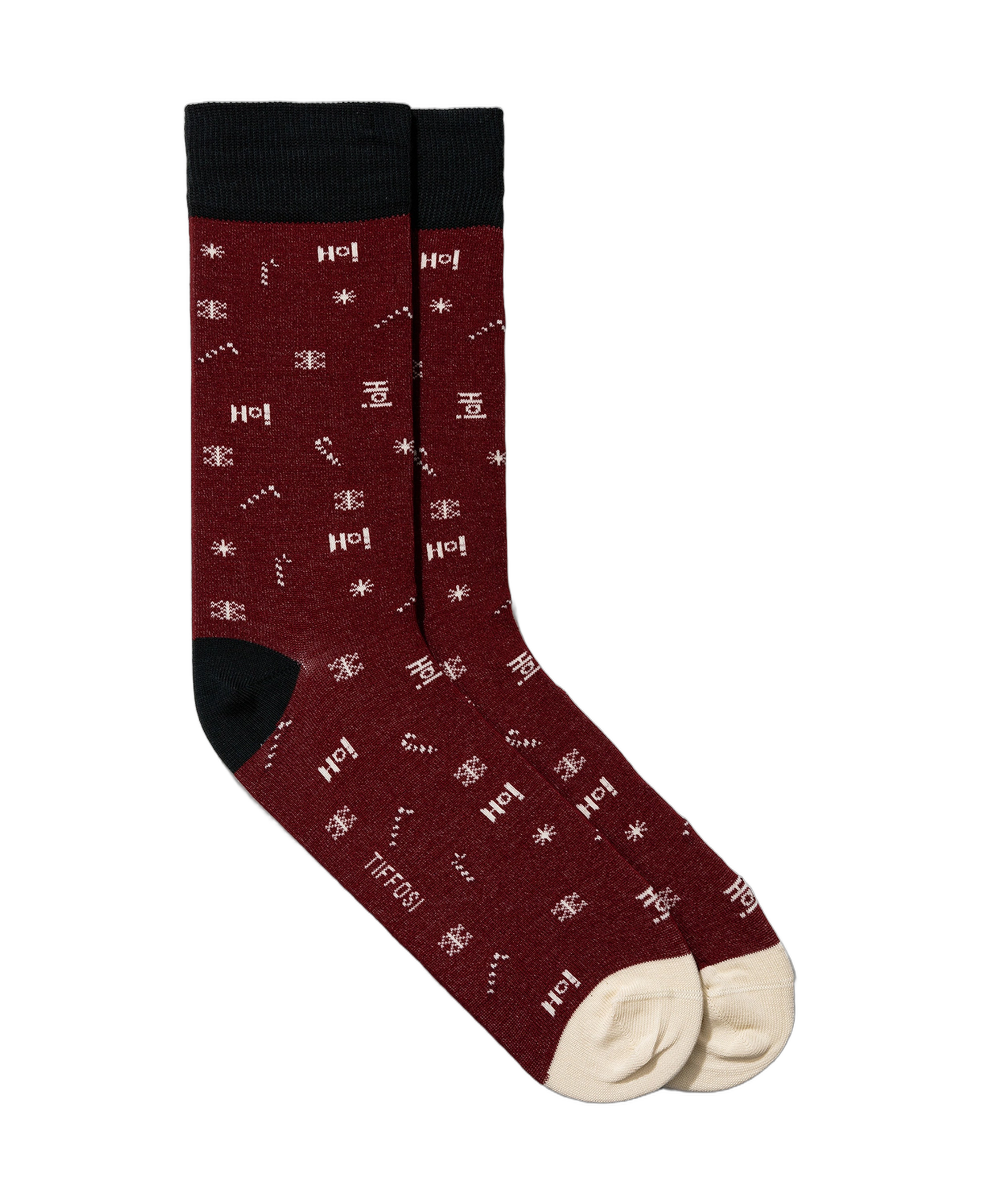 Calcetines TIFFOSI Paisley burdeos estampados — flat frontal con fondo transparente