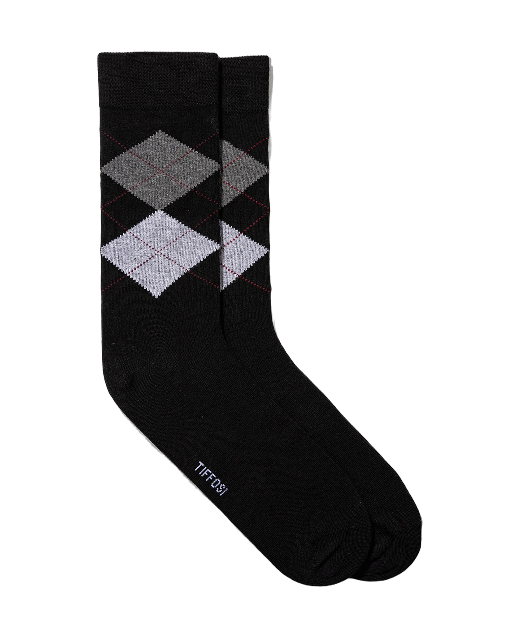 Calcetines TIFFOSI Paris negros de rombos, flat frontal