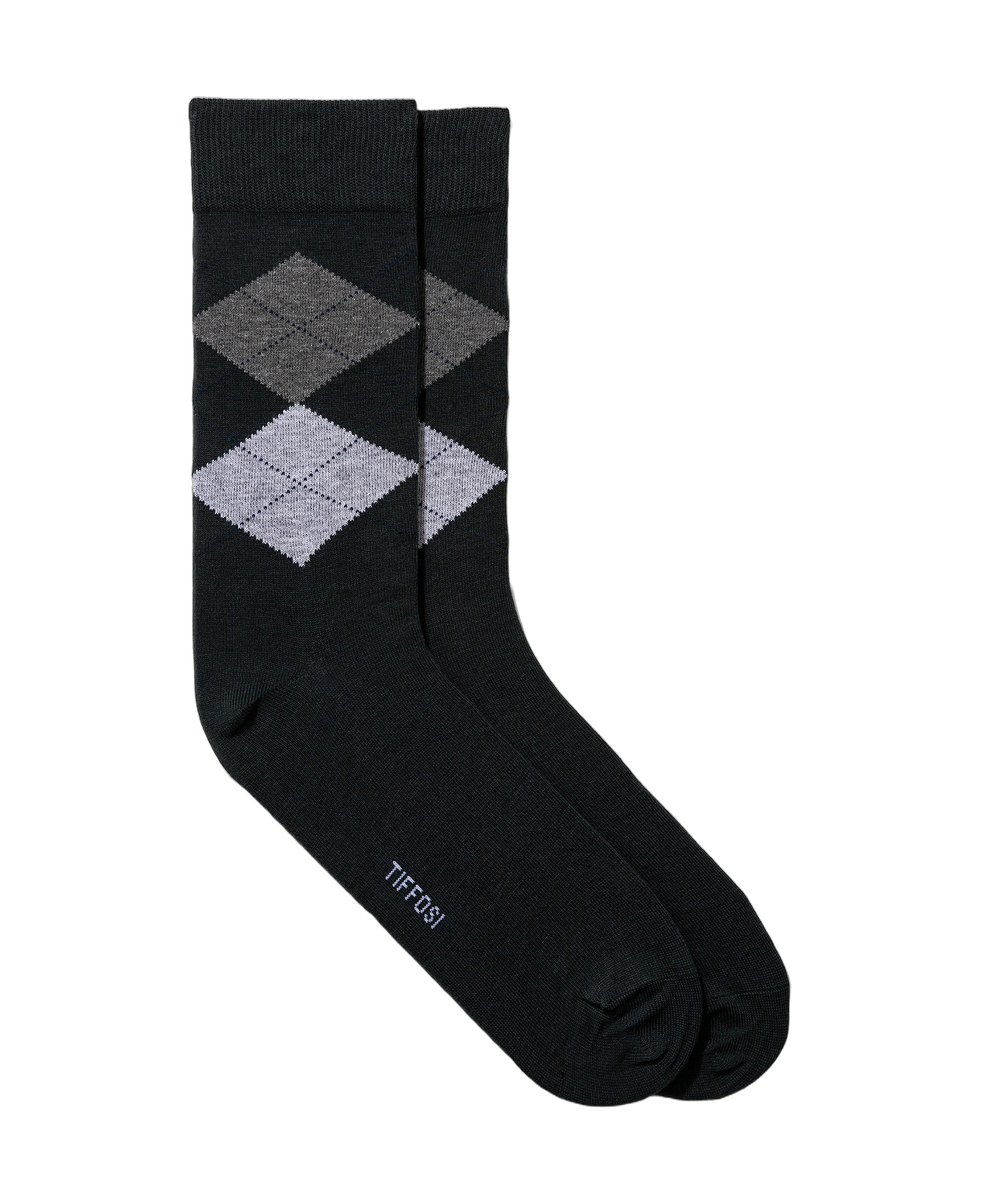 Calcetines TIFFOSI Paris verde oscuro de rombos, flat frontal