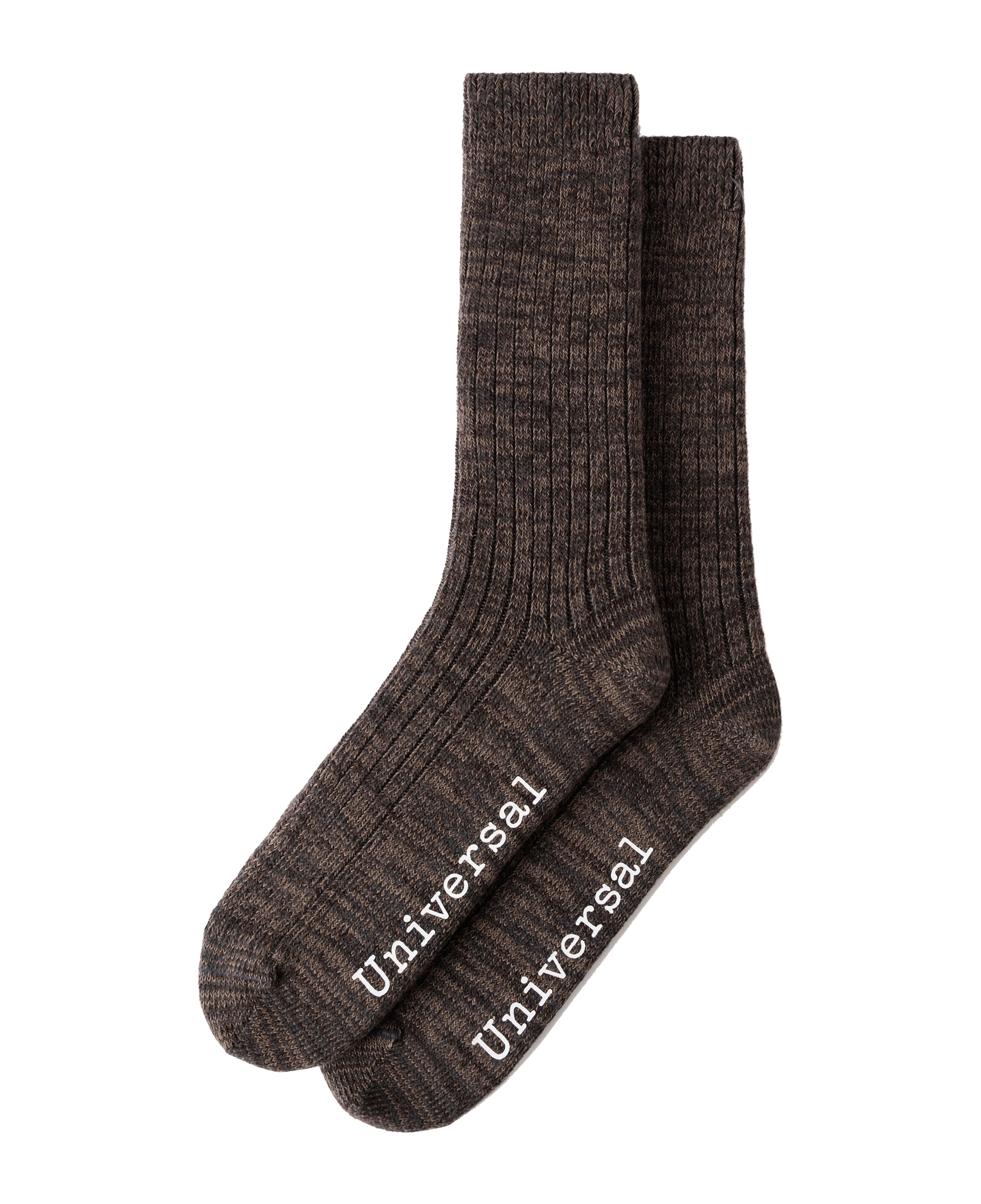 Calcetines UNIVERSAL WORKS Slub Knit Slub Sock Charcoal — vista frontal, fotografía original sin fondo