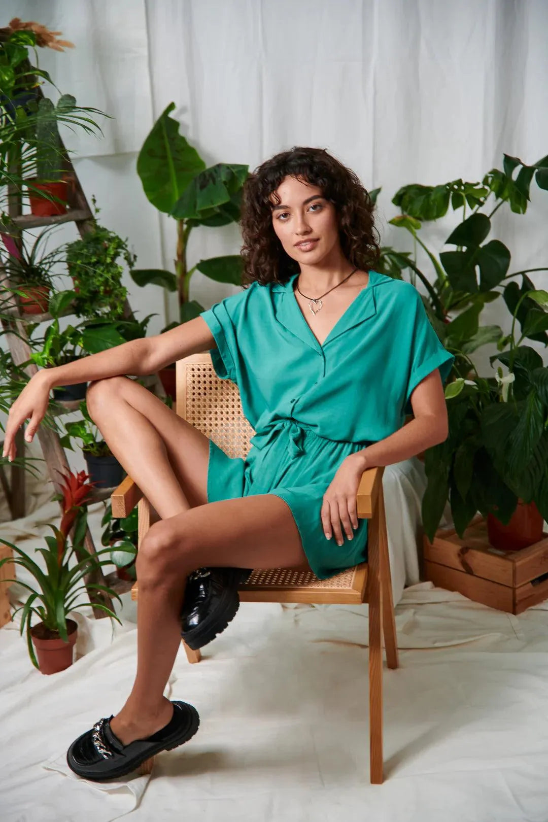 Camisa 24colours 30418 Verde - ECRU