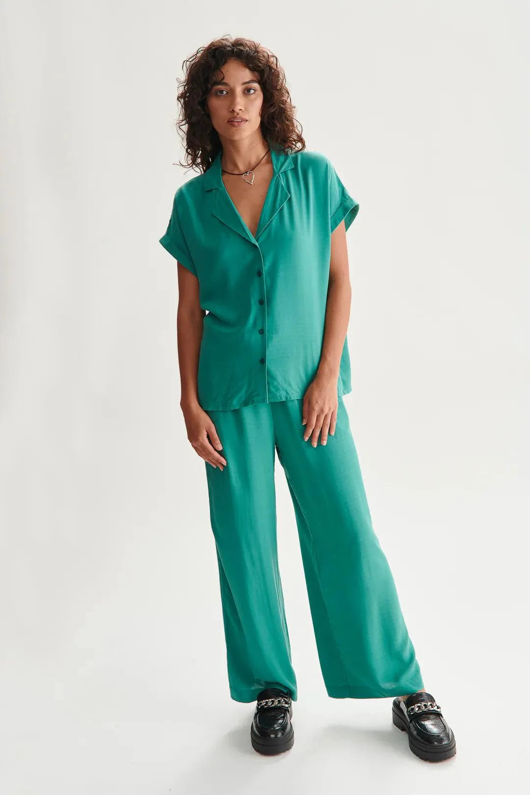 Camisa 24colours 30418 Verde - ECRU