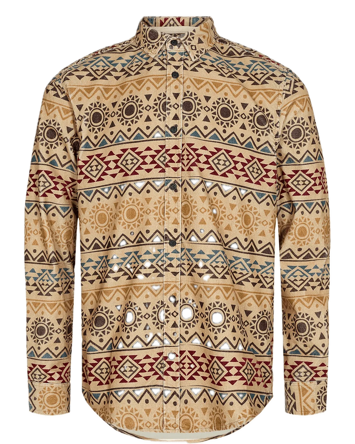 Camisa Anerkjendt Leif de Pana AOP Incense - ECRU