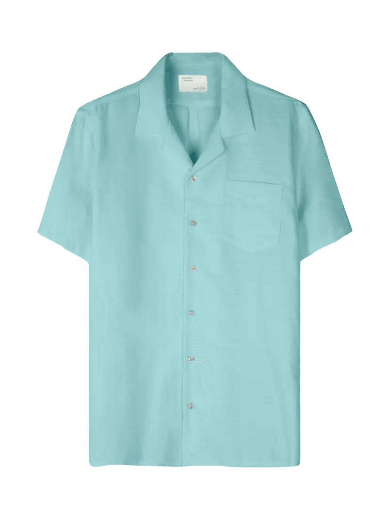 Camisa Colorful Standard Lino Teal Blue - ECRU