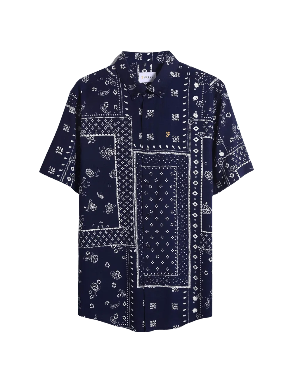 Camisa Farah Marcus Print Navy - ECRU