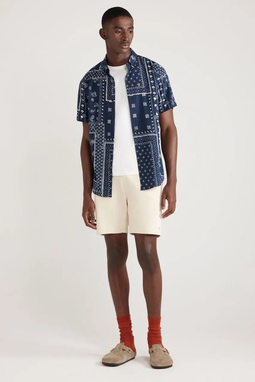 Camisa Farah Marcus Print Navy - ECRU