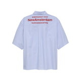 Camisa NEW AMSTERDAM Beach de manga corta azul vista trasera