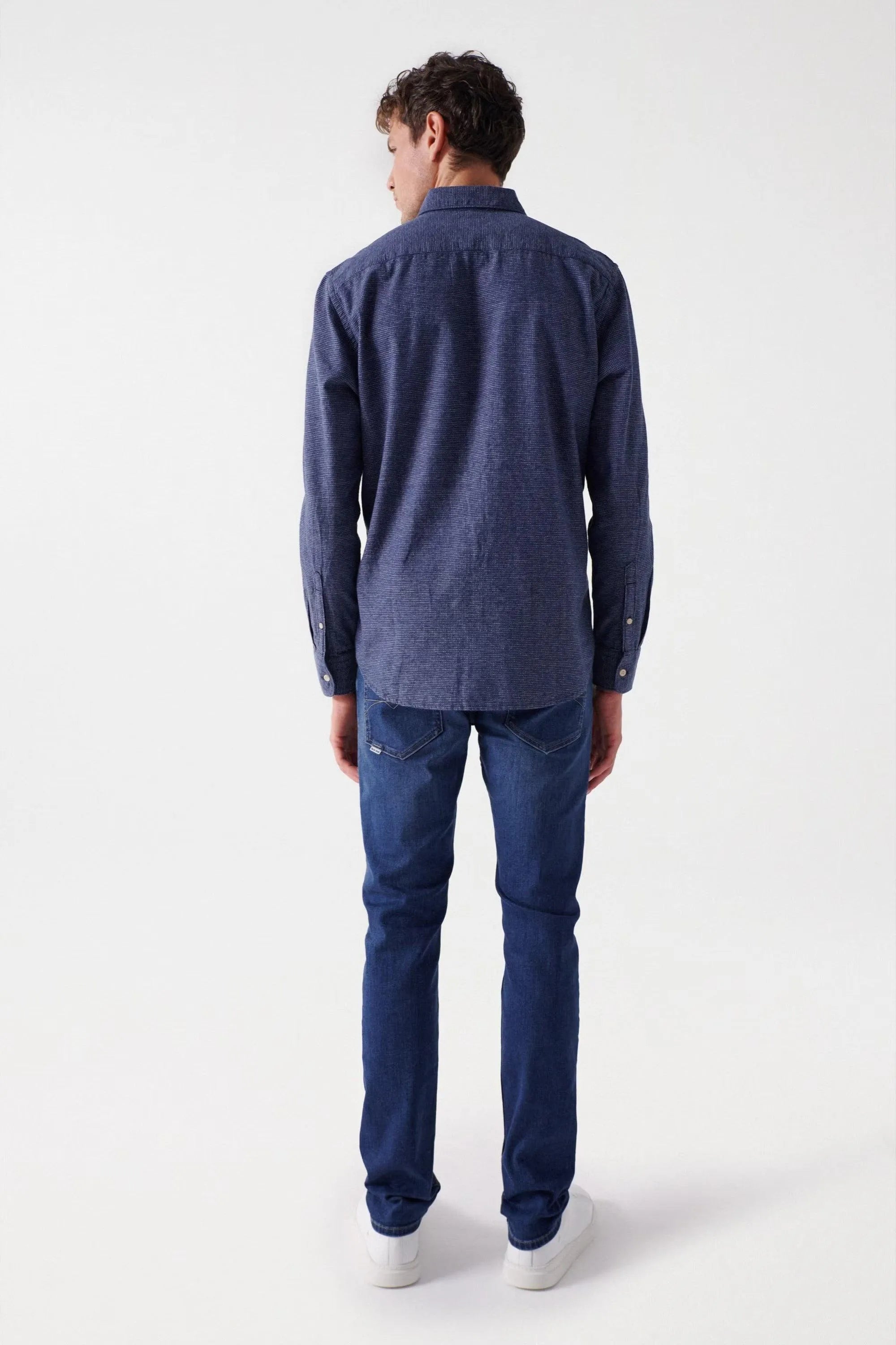 Camisa Salsa Azul con Textura - ECRU