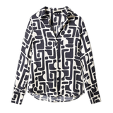 Camisa Salsa Jeans Satinada Estampada - ECRU