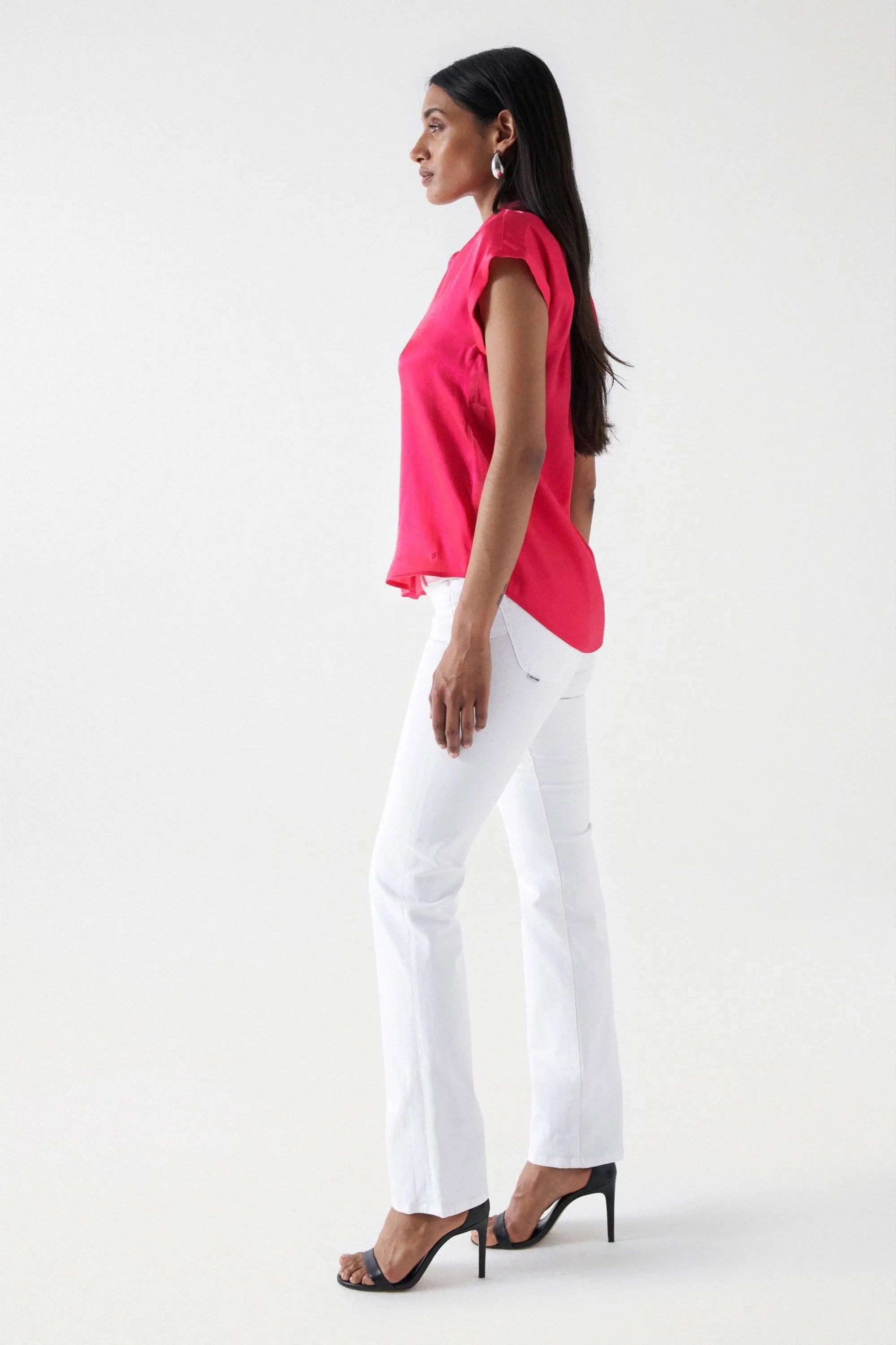 Camisa Salsa Jeans Satinada Rosa - ECRU