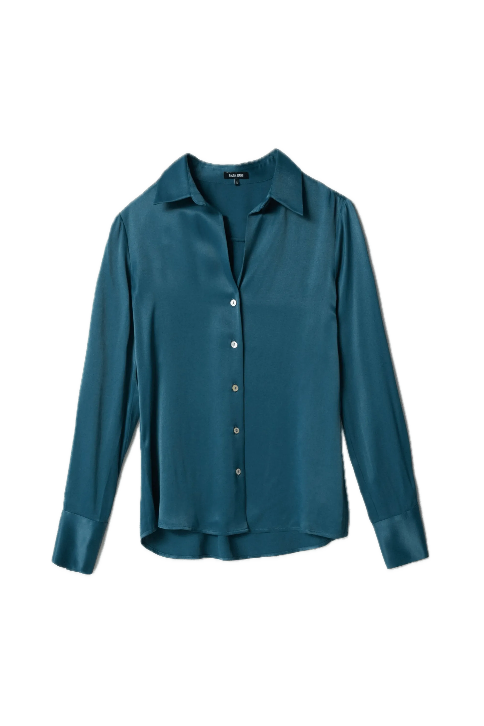 Camisa Salsa Jeans Satinada Verde - ECRU