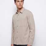 Camisa TIFFOSI Salem beige de manga larga, modelo frontal