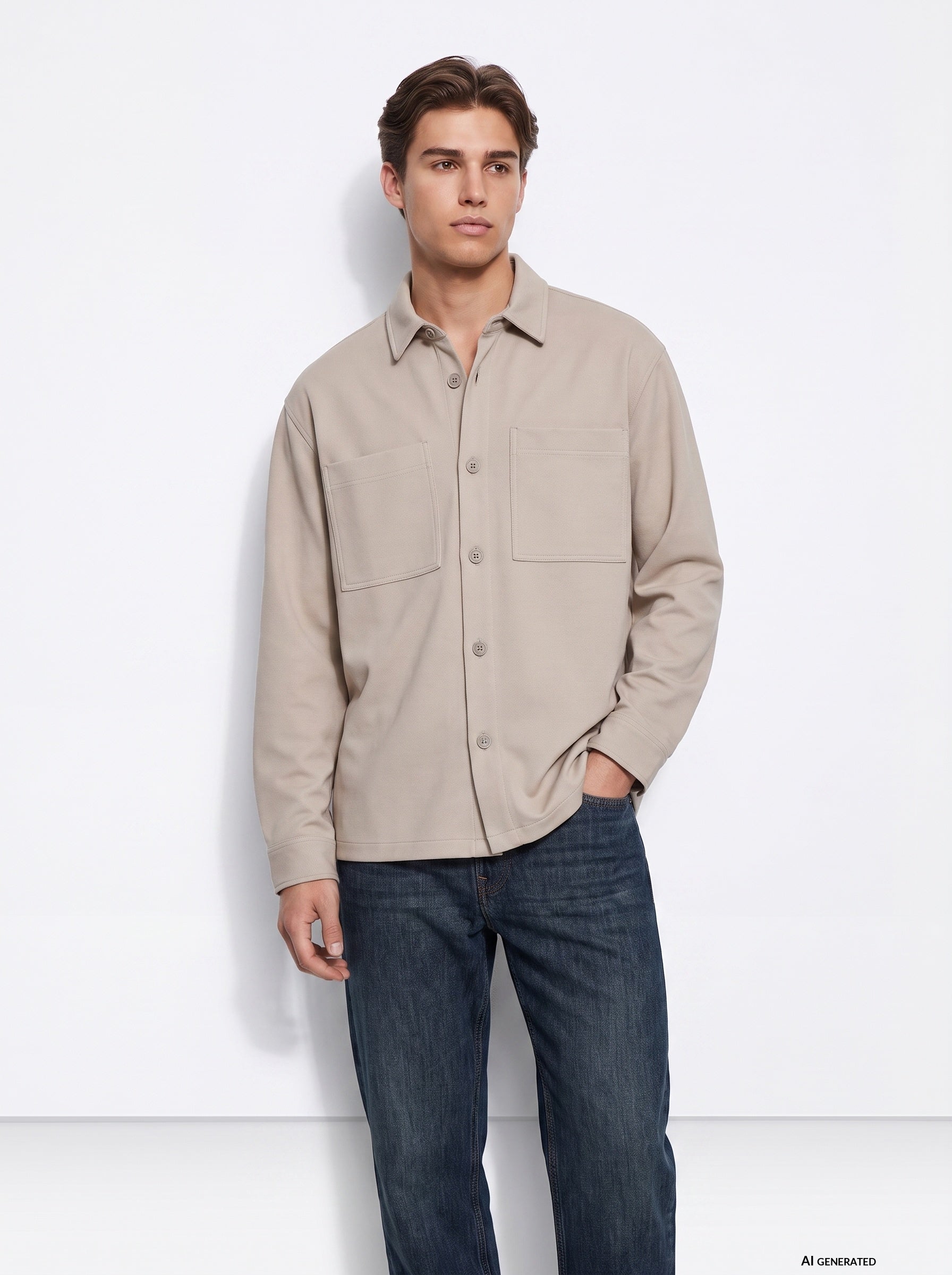 Camisa TIFFOSI Salem beige de manga larga, modelo tres cuartos