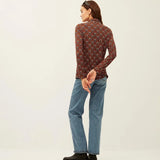 Camisa Xantik Brown Geometric Lines - ECRU