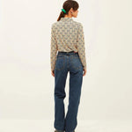 Camisa Xantik Off White Geometric Lines - ECRU