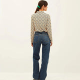 Camisa Xantik Off White Geometric Lines - ECRU