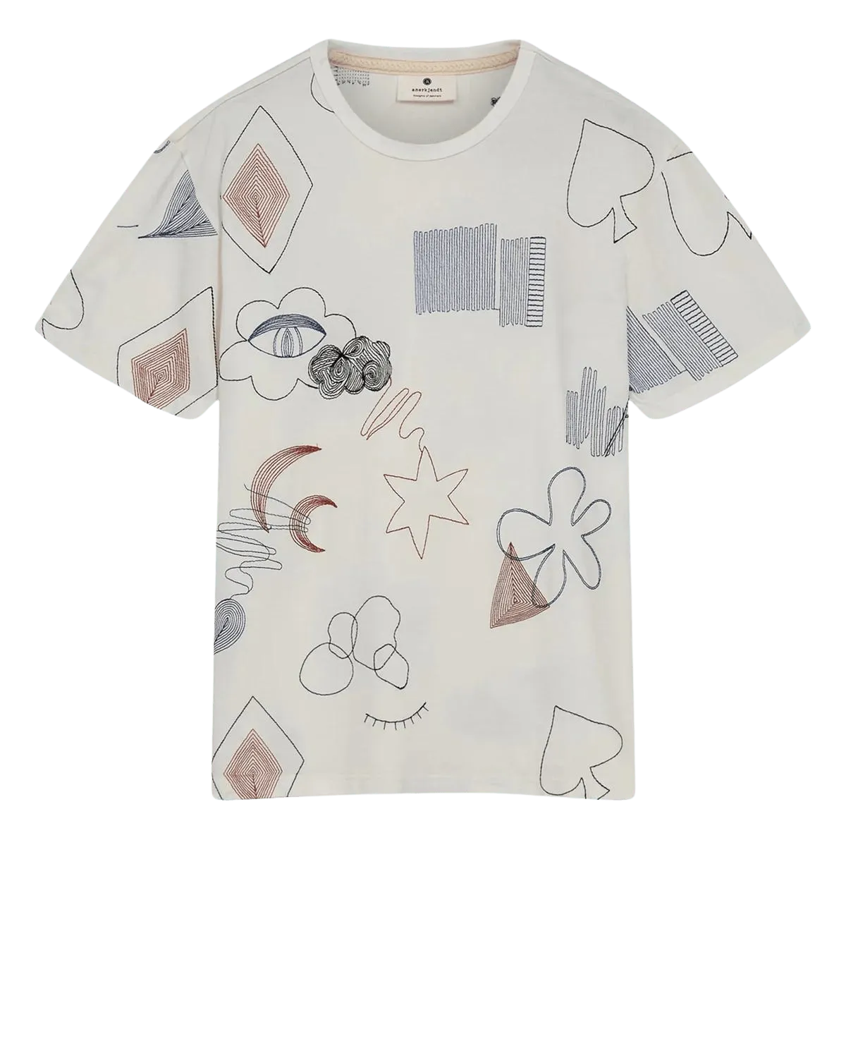 Camiseta Anerkjendt Akkikki Allover Emb - ECRU