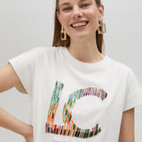 LOLA CASADEMUNT White Multi-stripe T-shirt 