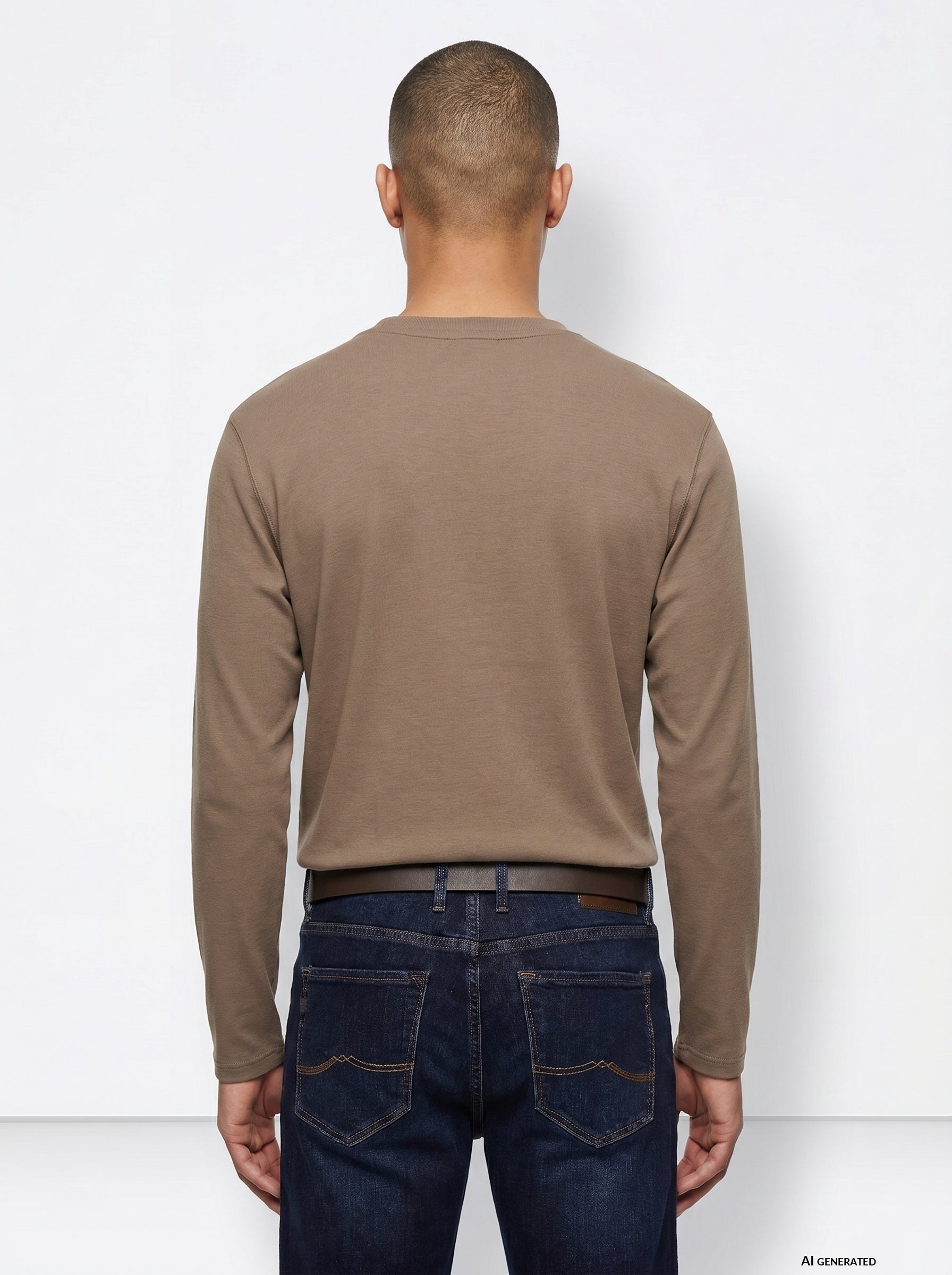 Camiseta de manga larga TIFFOSI Virgil beige, modelo espalda