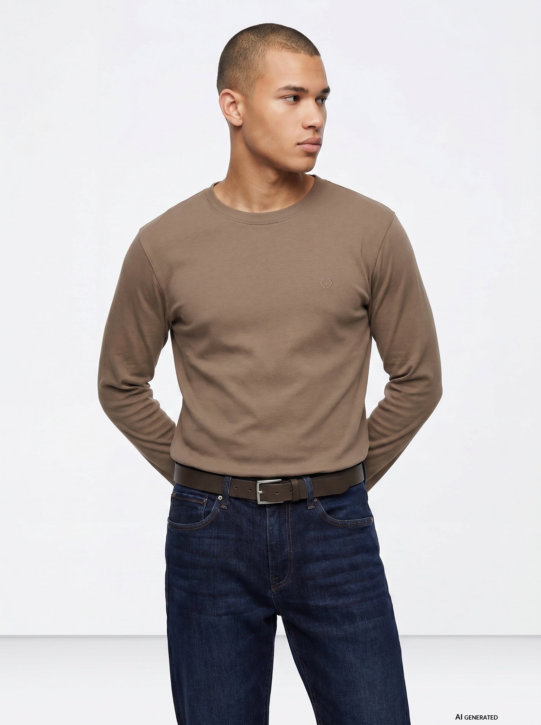 Camiseta de manga larga TIFFOSI Virgil beige, modelo vista alternativa