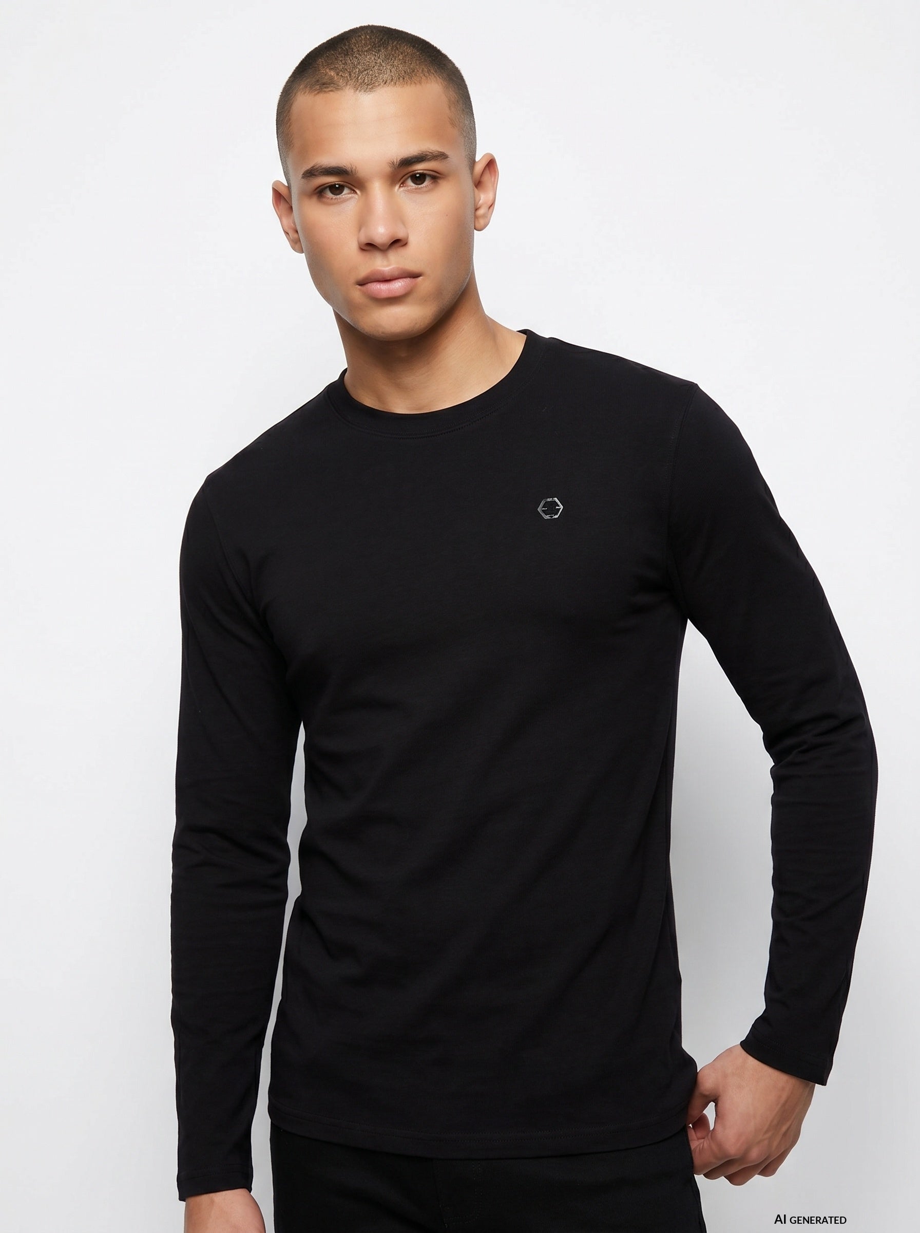 Camiseta de manga larga TIFFOSI Virgil negra, modelo vista alternativa