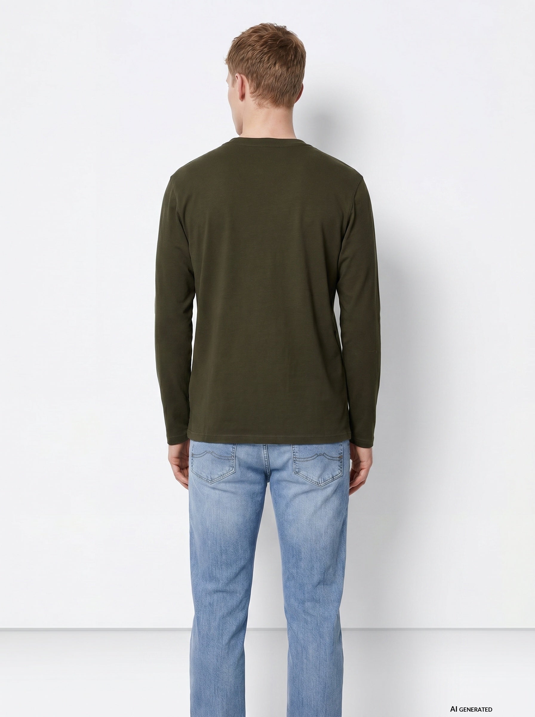 Camiseta de manga larga TIFFOSI Virgil verde oscuro, modelo espalda