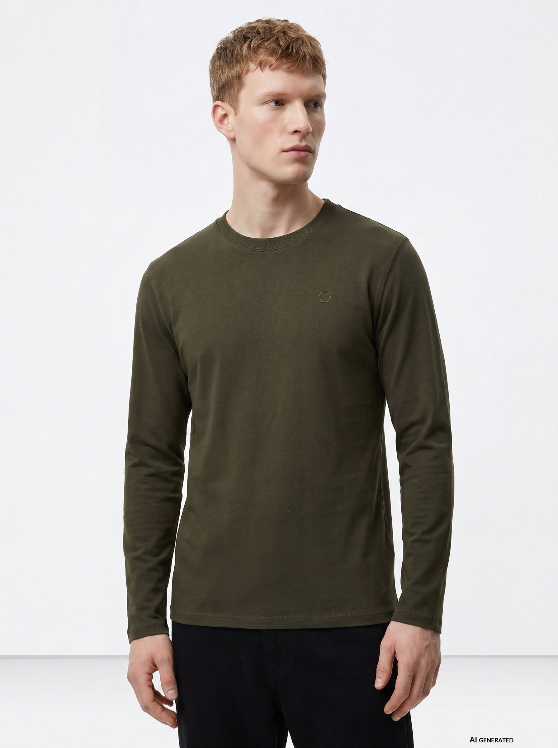 Camiseta de manga larga TIFFOSI Virgil verde oscuro, modelo vista alternativa