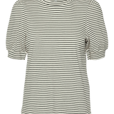 Camiseta de Mujer Vero Moda Manga Corta Abullonada Kerry Stripes Birch/Black - ECRU