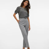 Camiseta de Mujer Vero Moda Manga Corta Abullonada Kerry Stripes Black Birch - ECRU