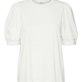 Camiseta de Mujer Vero Moda Manga Corta Abullonada Kerry Stripes Snow White Silver - ECRU